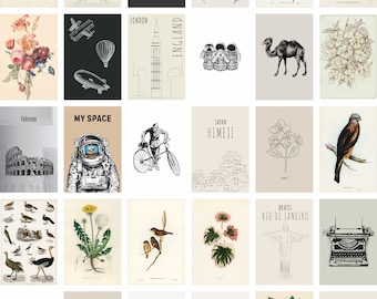 Vintage Collage Kit | Aesthetic Room Decor | Wall Prints | 30PCS Digital Download | 4x6 inches