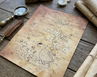 Stampa personalizzata su carta con motivi vintage / Mappa di viaggio personalizzata, lettere d'amore, promesse nuziali / Carta per scrapbooking estetica
