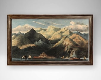 Vintage Mountains art print| Scotland Mountains | Picture home decor | Vintage Poster | Retro Picture | Landscape art