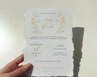 Wedding Invitation on Deckle Edge Paper | Hand-Torn Textured Prints