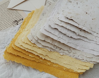 Recycled Handmade Paper | Scrapbooking paper Set | Natural Paper | Ecological Paper | Homemade Paper