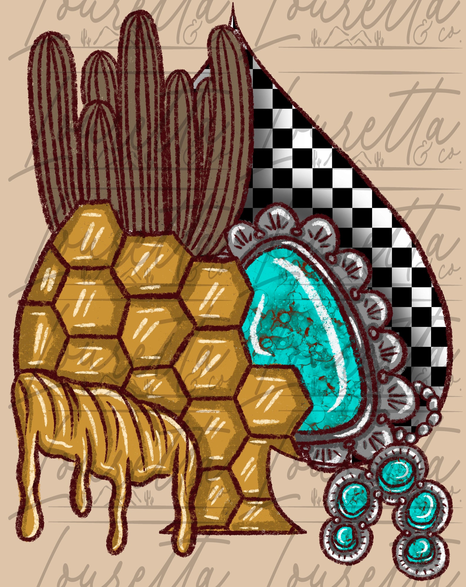 Spade Rurquose West of Spades PNG, Western, Retro, Turquoise, Checkered, Cactus ...