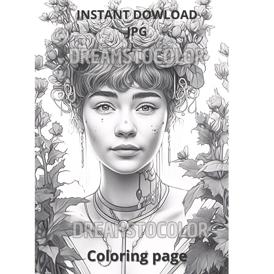 Coloring Page / Printable Adult Coloring Page Book / Download Greyscale