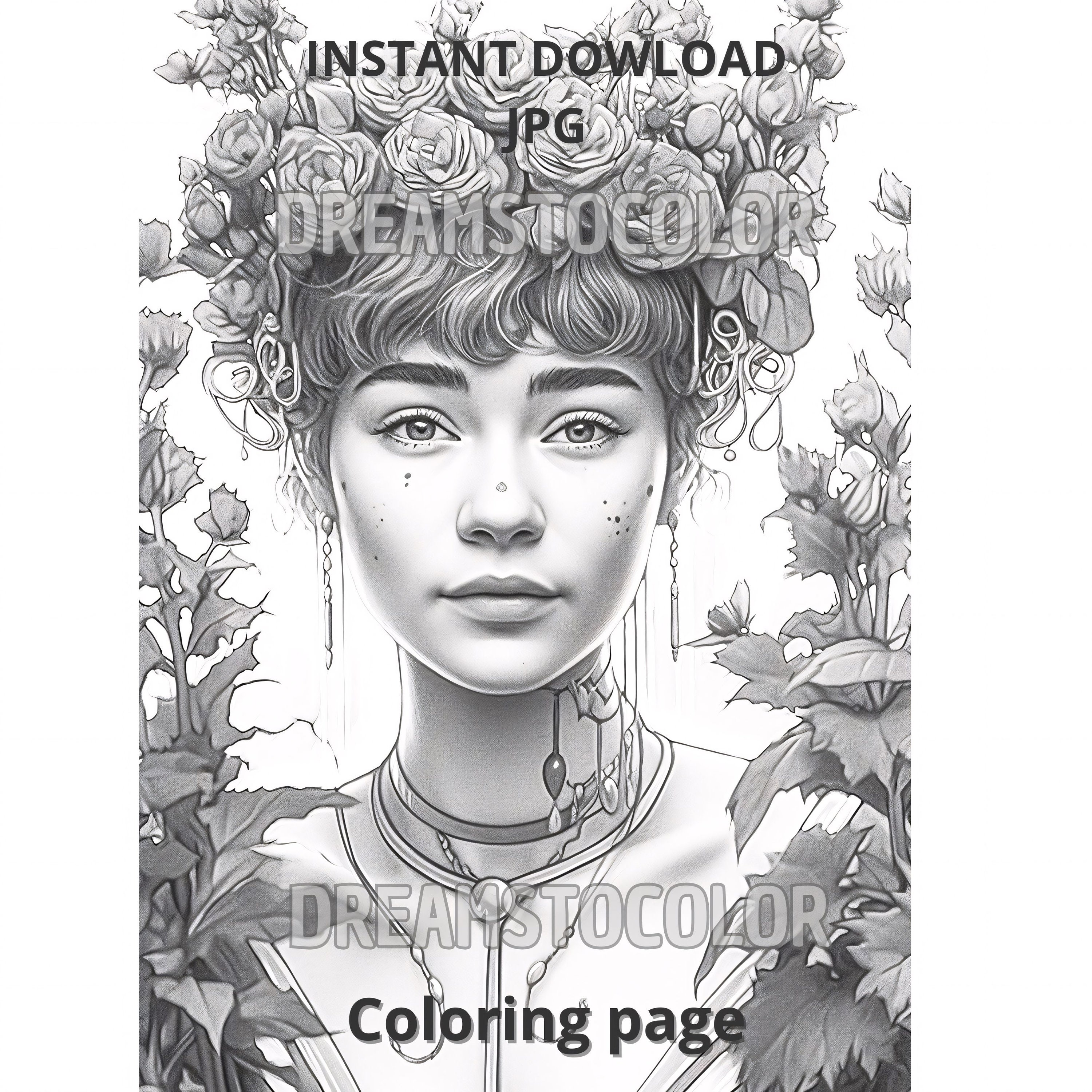 Coloring Page / Printable Adult Coloring Page Book / Download Etsy