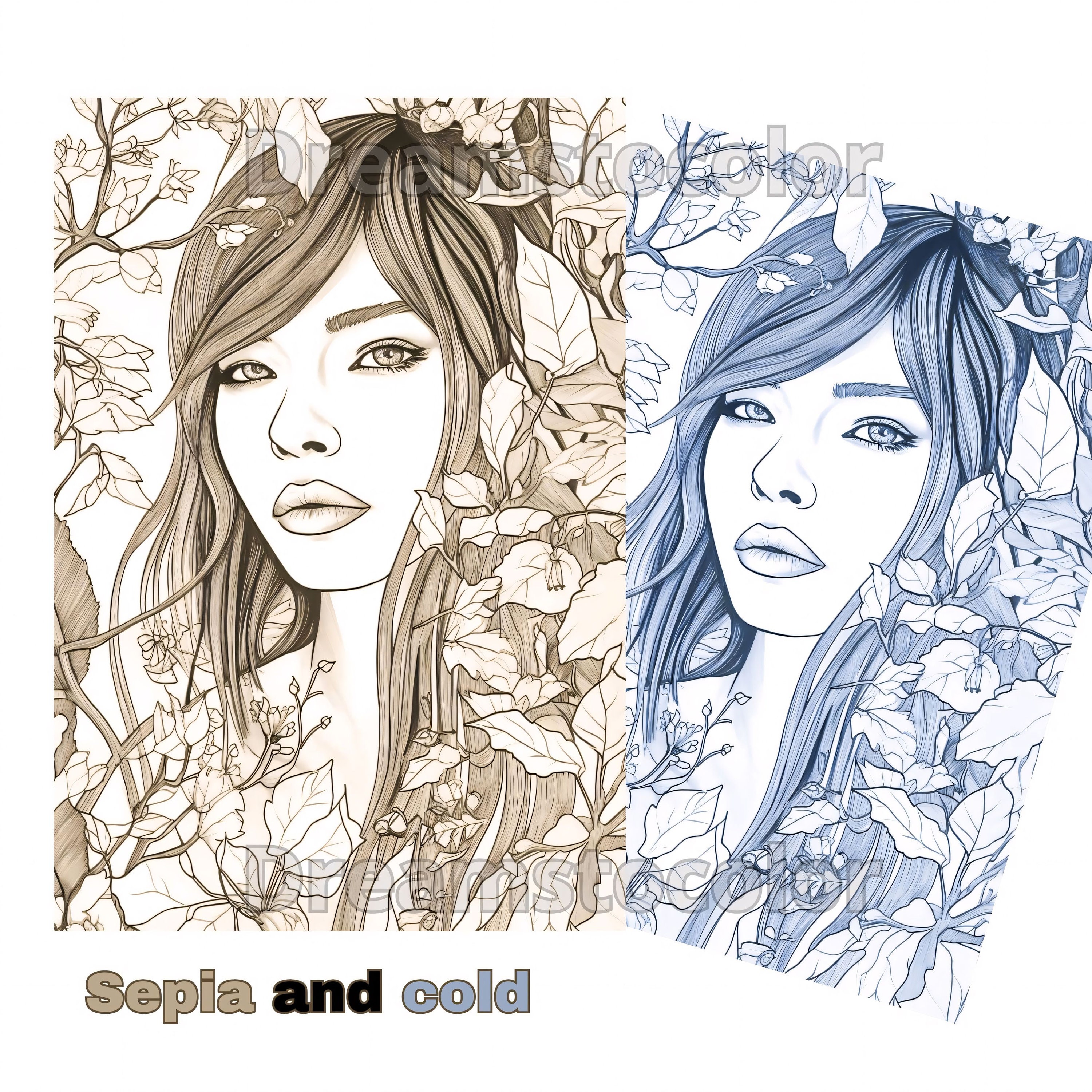 Autumn Girl/ Coloring Page / Printable Adult Coloring Page Etsy