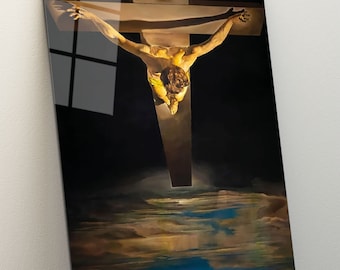 Christ of St John -Tempered Glass Wall Art--Abstract Wall Decor-Large Wall Art-Wall Hangings-Christ of St John of the Cross by Salvador Dali