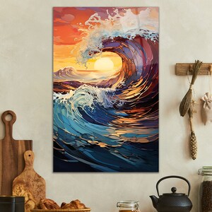 Tempered Glass Wall Art-Ocean Wave Glass Art -Tempered Large Glass Wall Art- Housewarming Gift- Ocean Wall Decor Glass