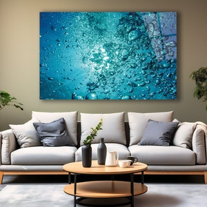 Blue Bubbles-Tempered Glass Wall Art--Abstract Wall Decor-Glass Printing-Large Wall Art-Wall Hangings