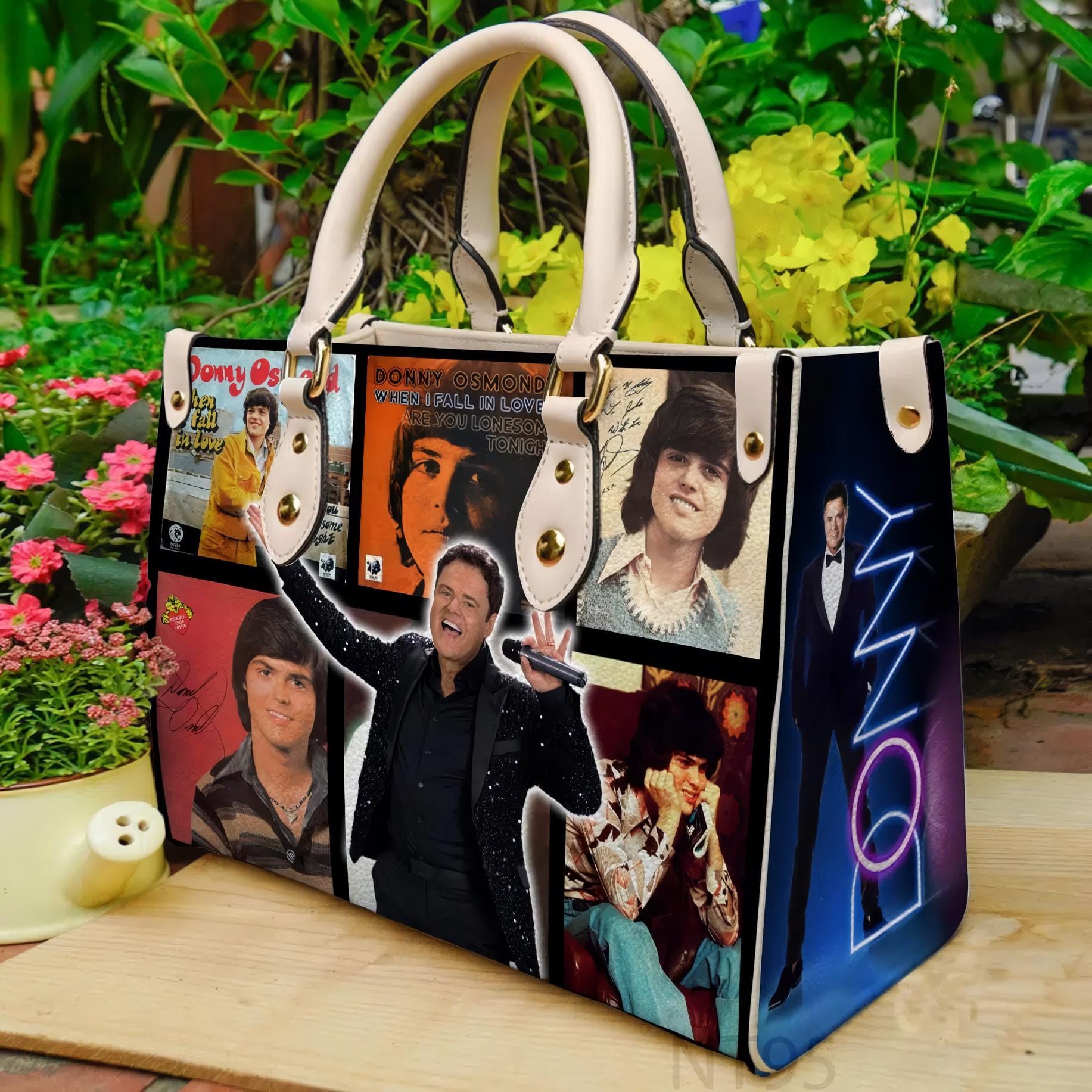 Discover Donny Osmond Women Leather Handbag, Custom Leather Shopping Bag