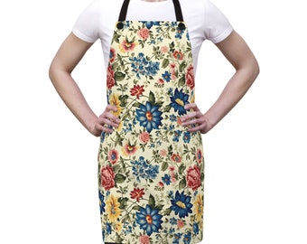 Granny's Baking Apron, All Over Print, Poly Twill Apron, Nostalgic Floral Print, Crafting Apron, Cooking Apron, Gift Idea