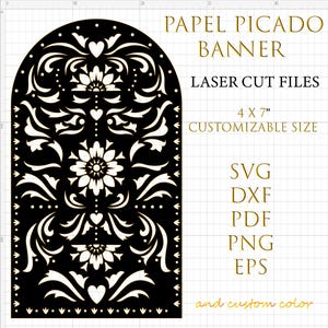 Modèle de bannière Papel Picado Svg, décoration de fête de mariage, oiseaux d'amour du drapeau mexicain, fichier découpé au laser, Svg, Dxf, Png TÉLÉCHARGEMENT IMMÉDIAT