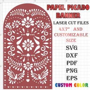 Papel Picado Banner Template Svg, Mexican Flag Love Birds, Arquivo de corte a laser, Arquivos de corte Cricut, Svg, Dxf, Png DOWNLOAD INSTANTÂNEO
