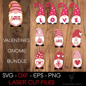 Valentines Gnome Svg, Valentines Day Decor, Gnome Ornaments Svg, Gnomes Sign, Laser Cut, Glowforge Files, Cut file for Cricut and Silhouette