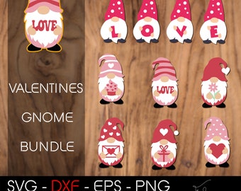 Valentines Gnome SVG Bundle: Laser Cut Files (Digital Download)