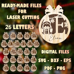 Palline di Natale SVG, Ornamento di Natale personalizzato SVG, Ornamento con nome personalizzato, Ornamenti per alberi tagliati al laser, Glowforge SVG, Pupazzo di neve SVG, Cricut