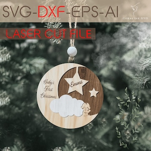 Baby&#39;s First Christmas Ornament SVG Laser Cut File (Digital Download)