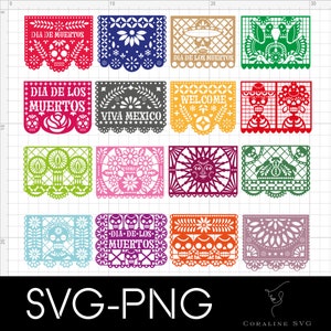 Clipart Papel Picado, banderole mexicaine, banderole Fiesta banderole banderoles de mariage, banderoles de fête, Papel Picado SVG, Viva México