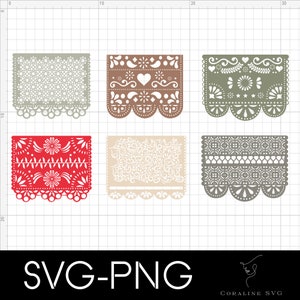 Papel Picado Svg Template for Cricut, Fiesta Png, Mexican svg, Digital Banner, Baby Shower Banner, Cut Files