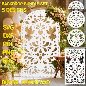 Papel Picado Banner Set Svg, Cielito Lindo Baby Shower, Mexicaanse bruiloft Banner, fotoachtergrond, Mexicaanse Arch Stand Decor, INSTANT DOWNLOAD