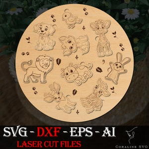 Laser Cut File Animals Puzzle Svg, Children & Baby Puzzle Dxf, Laser cut file, Glowforge files, Cnc, INSTANT DOWNLOAD