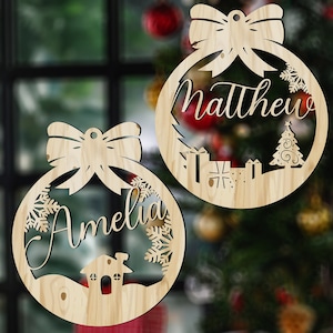 Personalized Christmas Ornament SVG, Custom Name Ornament SVG Laser Cut