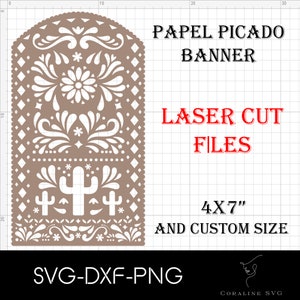 Papel Picado Szablon Svg, Plik cięty laserowo, Pliki cięte Cricut, Svg, Dxf, Png, NATYCHMIASTOWE POBIERANIE