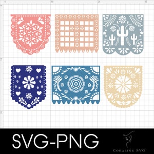 Mexican Papel Picado Banner SVG Bundle: Fiesta Decorations (Digital Download)
