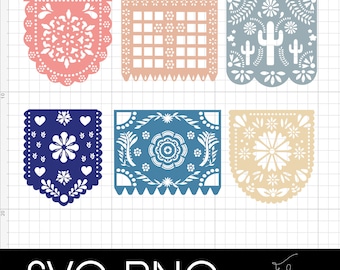 Mexikanisches Papel Picado Banner SVG Bundle: Fiesta Dekorationen (Digitaler Download)