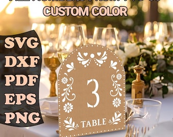 Papel Picado Table Numbers 1-50: Floral Wedding Sign Set (SVG, PDF)