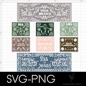 Papel Picado sjabloon voor Cricut, Dia de Muertos, Day Of Dead Mexicaanse Banner, Party Bunting, Fiesta Png, Papel Picado Svg, Dia de Los Svg