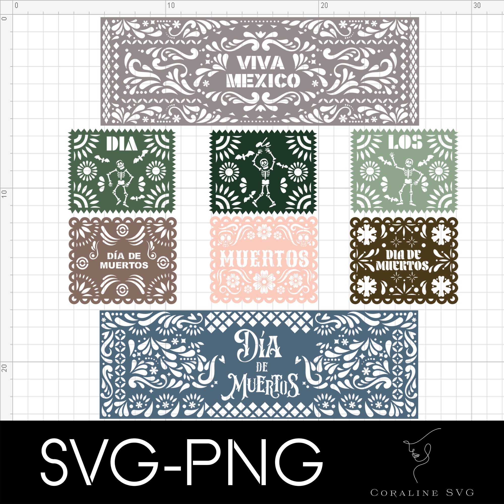 Papel Picado Patterns Printable Template Day Of The Dead Papel Picado,