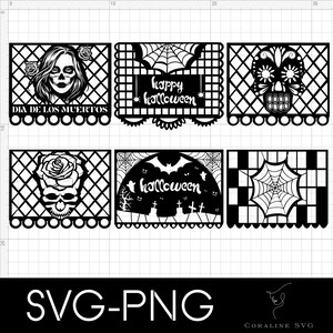 Papel Picado SVG van Halloween, Dag van de Doden, Mexicaanse Banner, Papel Picado CRICUT, Party Bunting, Viva México, Fiesta PNG, Fiesta Svg