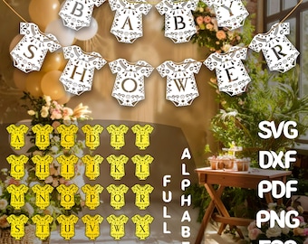 Lace Baby Shower Banner SVG: Onesie Garland, Papel Picado (Digital Download)