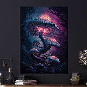 Digital Magic Mushroom Trippy Wall Print Art, Spiritual, psychedelic mushroom art