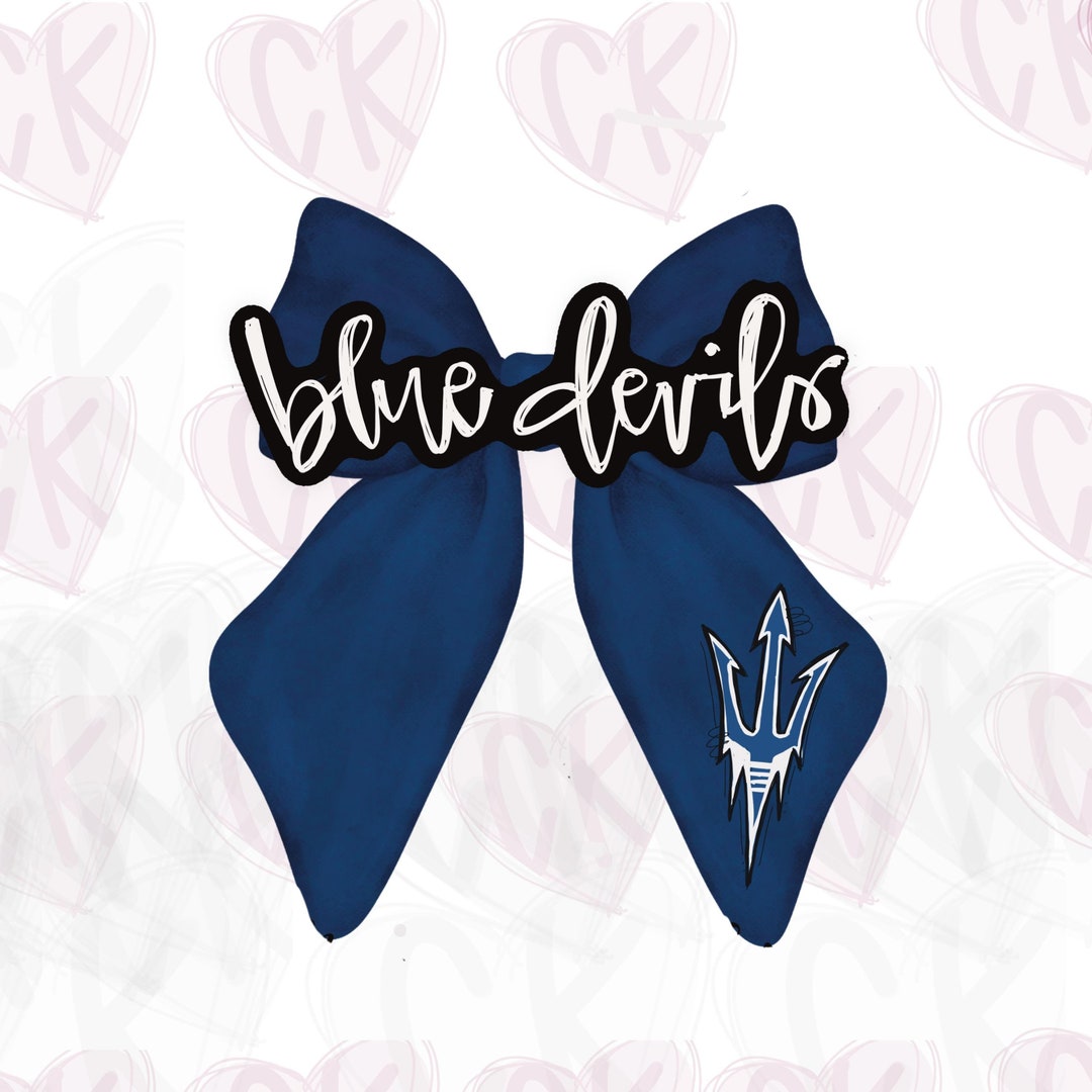 Blue Devils Cheer Football Baseball Mascot Preppy Bow Coquette Letter ...