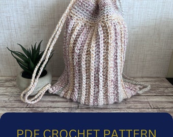 Kid's Drawstring Backpack-Crochet PATTERN-Digital Download