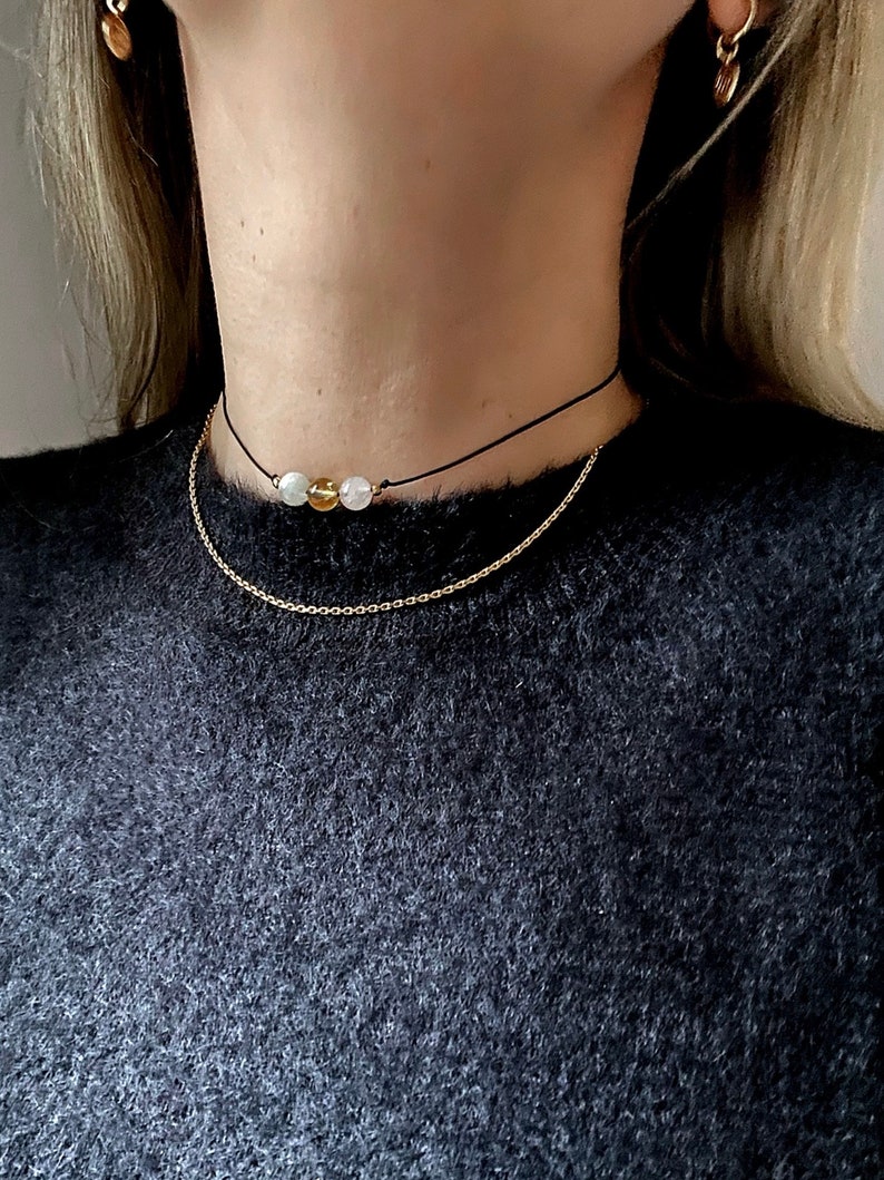 Edelstein Halskette mit natürlichen Kristallen und Edelsteinen, Kraft/Energie/Selbstvertrauen, Geschenk, Yoga Bild 7