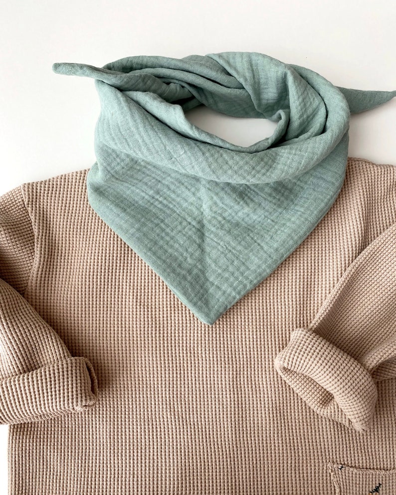Muslin cloth for children Scarf to knot Triangular scarf Earth Tones Beige 100% cotton Mintgrün
