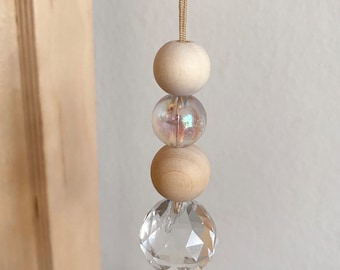 Pendentif Suncatcher Suncatcher Pastel Bois Naturel | Skandi décoration porte-bonheur cadeau de charme léger