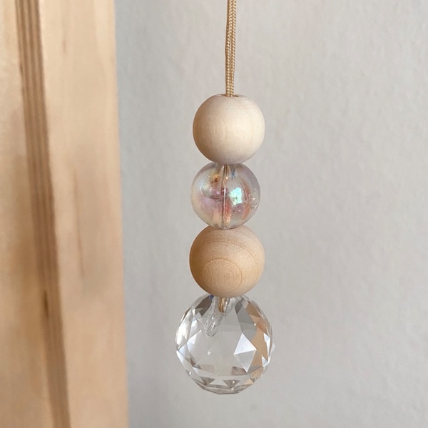 Anhänger Sonnenfänger Suncatcher Pastell Natur Holz | Skandi Deko Glücksbringer Lichtbringer Geschenk