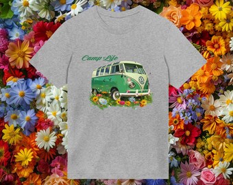 Camp Life, Shirt für Männer, Vatertags Geschenk, Vw Bus T1 Vintage Farbe Grau