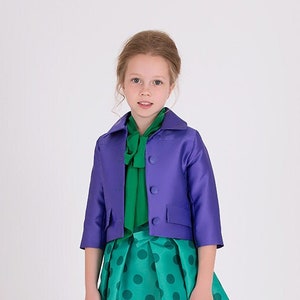 Girl's Button-Closed Pocket Long Sleeve Stylish Purple Color Jacket imagem 1