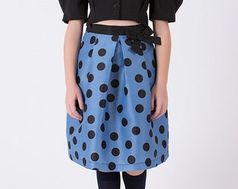 Girl's Printed Bow Navy Blue Skirt