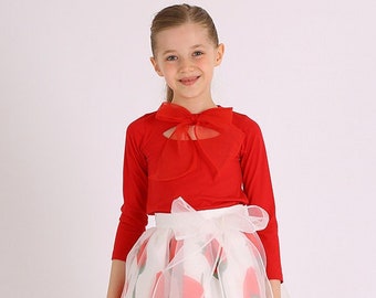 Girl's Bow Lace Front Blouse