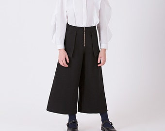 Girl's Wide Leg Black Trousers