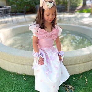 Girl's Long 3D Rose Detailed Pink Skirt image 3