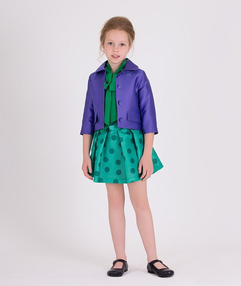 Girl's Button-Closed Pocket Long Sleeve Stylish Purple Color Jacket imagem 1