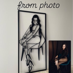 Custom metal portrait from photo, Metal wall art home decor, Personalized gift fot her, Valentines gift for her, Large metal wall art