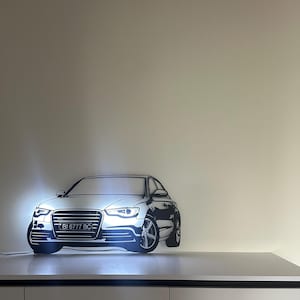 Large Metal car wall art, Personalized gift for him, Large metal led wall art, Car Silhouette Wall Art, Gift for car lovers, Metal car sign