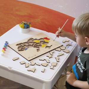 Carte de l'Ukraine en contreplaqué Puzzle cadeau Puzzles en bois à colorier